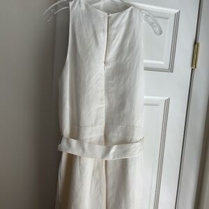 Banana Republic white linen jumpsuit with wide legs